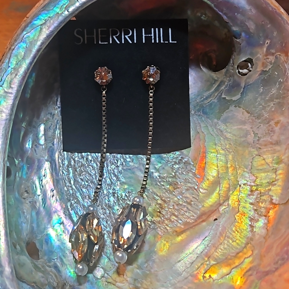 NWT Sherri Hill glam crystal long earrings